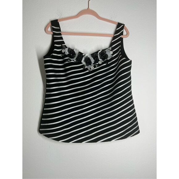 Promise Collection Boho Ladies Blouse Top Black White Lined Full zip back Flower - Picture 1 of 12